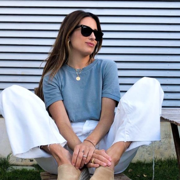 NEW Zara Sea Grey / Blue Tee - Small - Picture 6 of 10